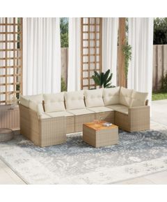 vidaXL 8-częsciowy zestaw mebli ogrodowych z poduszkami, beżowy, polirattan Dārza mēbeļu komplekti