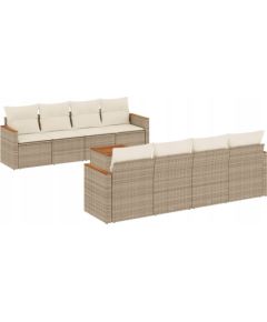 vidaXL 9-częsciowy zestaw mebli ogrodowych z poduszkami, beżowy, polirattan Dārza mēbeļu komplekti