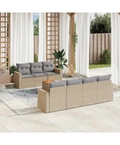 vidaXL 8-częściowy zestaw mebli ogrodowych z poduszkami, beżowy, polirattan Dārza mēbeļu komplekti