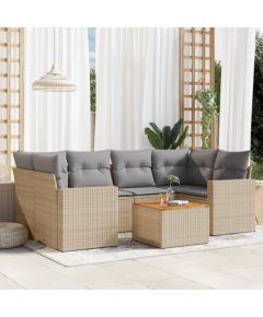 vidaXL 7-częściowy zestaw wypoczynkowy do ogrodu, z poduszkami, beżowy Dārza mēbeļu komplekti