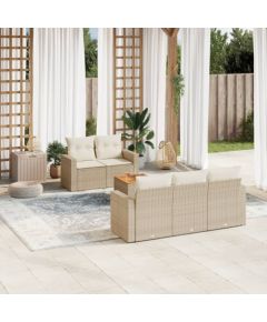 vidaXL 6-częsciowy zestaw mebli ogrodowych z poduszkami, beżowy, polirattan Dārza mēbeļu komplekti