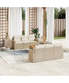 vidaXL 7-częsciowy zestaw wypoczynkowy do ogrodu, z poduszkami, beżowy Dārza mēbeļu komplekti