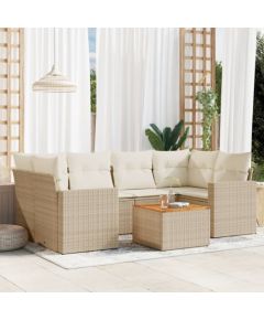 vidaXL 7-częściowy zestaw wypoczynkowy do ogrodu, z poduszkami, beżowy Dārza mēbeļu komplekti