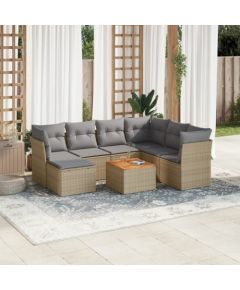 vidaXL 8-częsciowy zestaw mebli ogrodowych z poduszkami, beżowy, polirattan Dārza mēbeļu komplekti