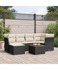 vidaXL 7-częsciowy zestaw wypoczynkowy do ogrodu, z poduszkami, czarny Dārza mēbeļu komplekti