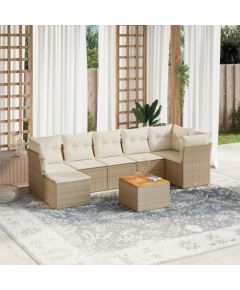 vidaXL 8-częsciowy zestaw mebli ogrodowych z poduszkami, beżowy, polirattan Dārza mēbeļu komplekti