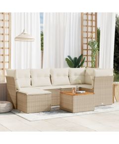 vidaXL 7-częsciowy zestaw wypoczynkowy do ogrodu, z poduszkami, beżowy Dārza mēbeļu komplekti