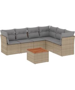 vidaXL 7-częściowy zestaw wypoczynkowy do ogrodu, z poduszkami, beżowy Dārza mēbeļu komplekti