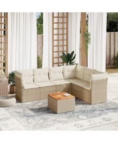 vidaXL 7-częściowy zestaw wypoczynkowy do ogrodu, z poduszkami, beżowy Dārza mēbeļu komplekti