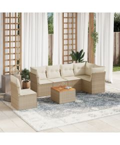 vidaXL 7-częściowy zestaw wypoczynkowy do ogrodu, z poduszkami, beżowy Dārza mēbeļu komplekti