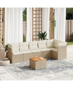 vidaXL 7-częściowy zestaw wypoczynkowy do ogrodu, z poduszkami, beżowy Dārza mēbeļu komplekti