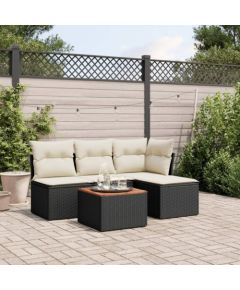 vidaXL 5-częściowy zestaw wypoczynkowy do ogrodu, poduszki, czarny rattan PE Dārza mēbeļu komplekti