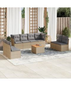 vidaXL 9-częściowy zestaw mebli ogrodowych z poduszkami, beżowy, polirattan Dārza mēbeļu komplekti