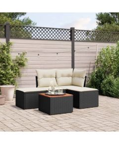 vidaXL 5-częściowy zestaw wypoczynkowy do ogrodu, poduszki, czarny rattan PE Dārza mēbeļu komplekti