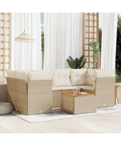 vidaXL 7-częsciowy zestaw wypoczynkowy do ogrodu, z poduszkami, beżowy Dārza mēbeļu komplekti