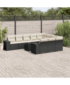 vidaXL 11-częściowy zestaw wypoczynkowy do ogrodu, poduszki czarny rattan PE Dārza mēbeļu komplekti