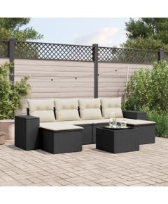 vidaXL 7-częściowy zestaw wypoczynkowy do ogrodu, z poduszkami, czarny Dārza mēbeļu komplekti