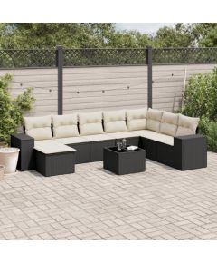 vidaXL 9-częściowy zestaw wypoczynkowy do ogrodu, z poduszkami, czarny Dārza mēbeļu komplekti