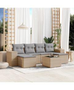 vidaXL 7-częściowy zestaw wypoczynkowy do ogrodu, z poduszkami, beżowy Dārza mēbeļu komplekti