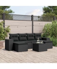 vidaXL 7-częściowy zestaw wypoczynkowy do ogrodu, z poduszkami, czarny Dārza mēbeļu komplekti