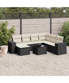 vidaXL 8-częściowy zestaw wypoczynkowy do ogrodu, z poduszkami, czarny Dārza mēbeļu komplekti