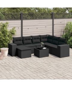 vidaXL 8-częściowy zestaw wypoczynkowy do ogrodu, z poduszkami, czarny Dārza mēbeļu komplekti