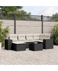 vidaXL 7-częściowy zestaw wypoczynkowy do ogrodu, z poduszkami, czarny Dārza mēbeļu komplekti