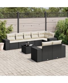 vidaXL 9-częściowy zestaw wypoczynkowy do ogrodu, z poduszkami, czarny Dārza mēbeļu komplekti