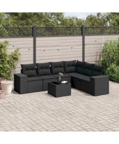 vidaXL 7-częściowy zestaw wypoczynkowy do ogrodu, z poduszkami, czarny Dārza mēbeļu komplekti