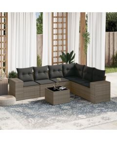 vidaXL 7-częściowy zestaw wypoczynkowy do ogrodu, z poduszkami, szary Dārza mēbeļu komplekti