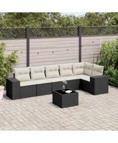 vidaXL 7-częściowy zestaw wypoczynkowy do ogrodu, z poduszkami, czarny Dārza mēbeļu komplekti