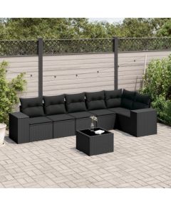 vidaXL 7-częściowy zestaw wypoczynkowy do ogrodu, z poduszkami, czarny Dārza mēbeļu komplekti