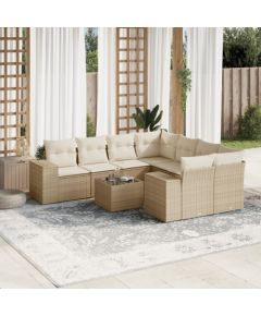 vidaXL 9-częściowy zestaw mebli ogrodowych z poduszkami, beżowy, polirattan Dārza mēbeļu komplekti