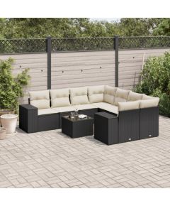 vidaXL 9-częściowy zestaw wypoczynkowy do ogrodu, z poduszkami, czarny Dārza mēbeļu komplekti