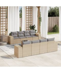 vidaXL 9-częściowy zestaw mebli ogrodowych z poduszkami, beżowy, polirattan Dārza mēbeļu komplekti