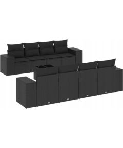 vidaXL 9-częściowy zestaw wypoczynkowy do ogrodu, z poduszkami, czarny Dārza mēbeļu komplekti