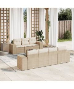 vidaXL 8-częsciowy zestaw mebli ogrodowych z poduszkami, beżowy, polirattan Dārza mēbeļu komplekti