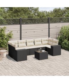 vidaXL 8-częsciowy zestaw wypoczynkowy do ogrodu, z poduszkami, czarny Dārza mēbeļu komplekti