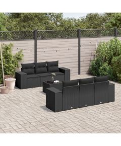 vidaXL 7-częsciowy zestaw wypoczynkowy do ogrodu, z poduszkami, czarny Dārza mēbeļu komplekti