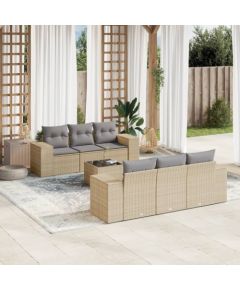 vidaXL 7-częsciowy zestaw wypoczynkowy do ogrodu, z poduszkami, beżowy Dārza mēbeļu komplekti