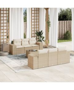 vidaXL 7-częsciowy zestaw wypoczynkowy do ogrodu, z poduszkami, beżowy Dārza mēbeļu komplekti