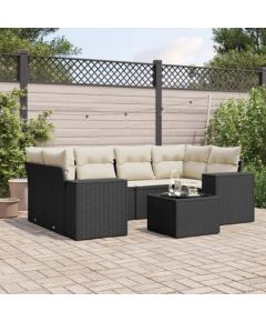 vidaXL 7-częsciowy zestaw wypoczynkowy do ogrodu, z poduszkami, czarny Dārza mēbeļu komplekti