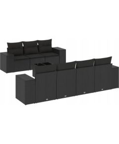 vidaXL 8-częsciowy zestaw wypoczynkowy do ogrodu, z poduszkami, czarny Dārza mēbeļu komplekti