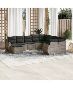 vidaXL 10-częściowy zestaw wypoczynkowy do ogrodu, z poduszkami, szary Dārza mēbeļu komplekti