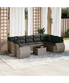 vidaXL 10-częściowy zestaw wypoczynkowy do ogrodu, z poduszkami, szary Dārza mēbeļu komplekti