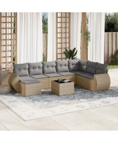 vidaXL 9-częściowy zestaw mebli ogrodowych z poduszkami, beżowy, polirattan Dārza mēbeļu komplekti