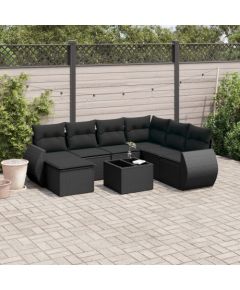vidaXL 8-częściowy zestaw wypoczynkowy do ogrodu, z poduszkami, czarny Dārza mēbeļu komplekti