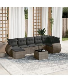 vidaXL 8-częściowy zestaw mebli ogrodowych z poduszkami, szary, polirattan Dārza mēbeļu komplekti