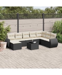 vidaXL 9-częściowy zestaw wypoczynkowy do ogrodu, z poduszkami, czarny Dārza mēbeļu komplekti