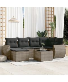 vidaXL 7-częściowy zestaw wypoczynkowy do ogrodu, z poduszkami, szary Dārza mēbeļu komplekti